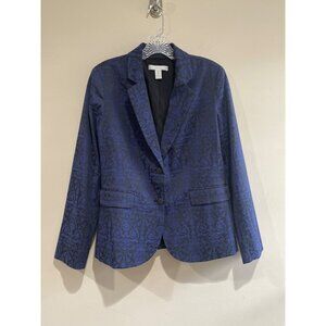 Chicos Blue Tapestry Blazer Womens 0 (S) Button Front